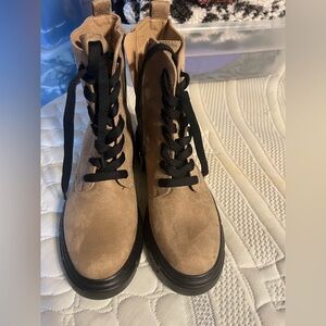 Limelight Tan Combat Boots with Black Laces
